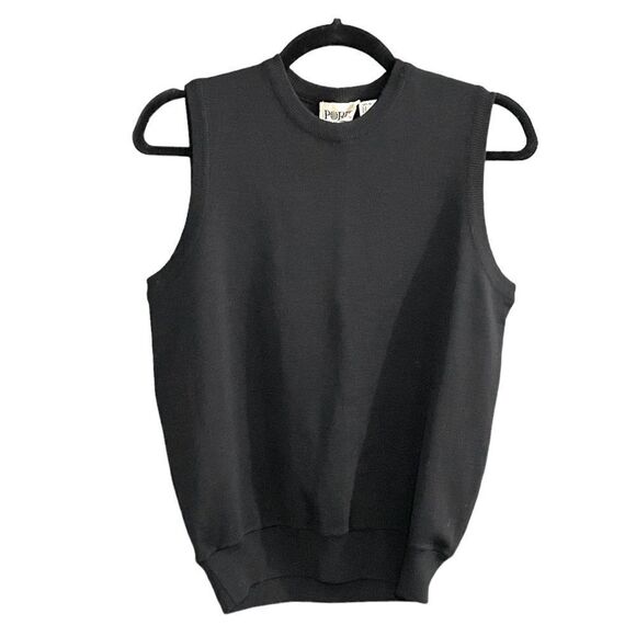 PORTS INTERNATIONAL Vintage Wool Knit Sleeveless Crew Neck Sweater Vest Black M - Picture 1 of 3
